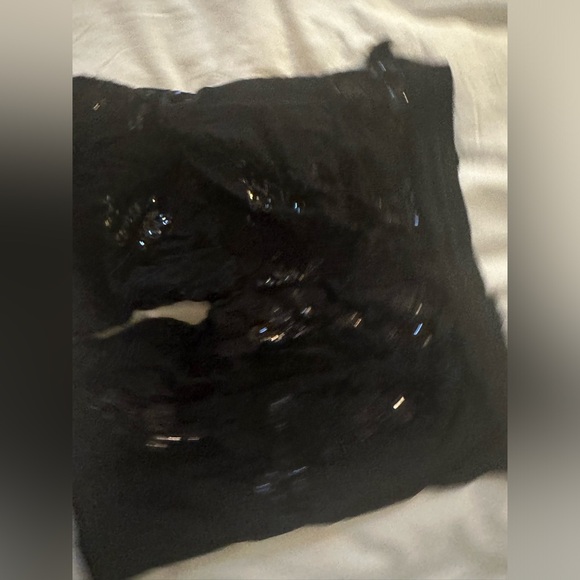 Zara Black Sequin Embroidered Shirt (Size XS) & Pants with Adjustable Waist (M) - Picture 8 of 9